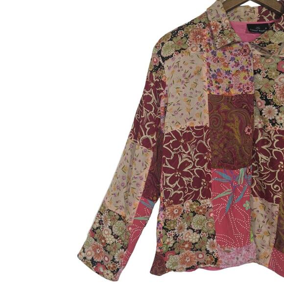 VTG Casual Studio Quilted Floral Patchwork Blazer Coat Artsy Wearable Art Small - Picture 5 of 15